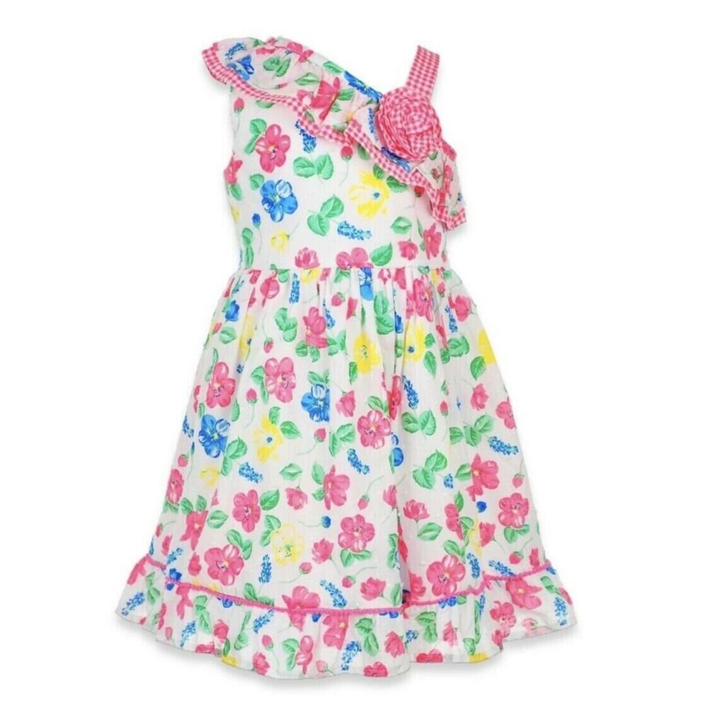 Nannette Kids Nordstrom Designer White Floral Sun Dress Toddler Girl Kids Size 6